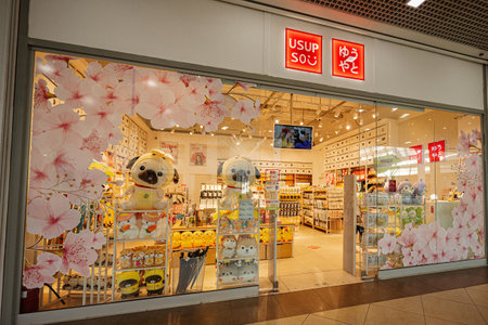 Lviv, Ukraine - October 09, 2022:  Miniso Usupso store in shopping mall galeria.