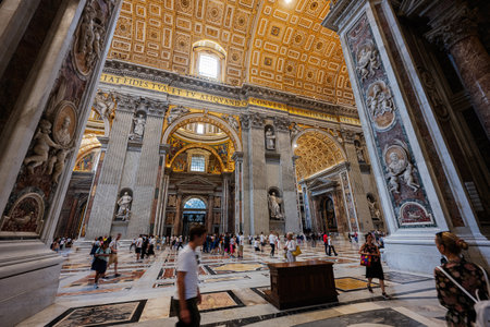 Vatican City, July 22, 2022: Interior of the St. Peter Basilica, Vatican, Italy.のeditorial素材
