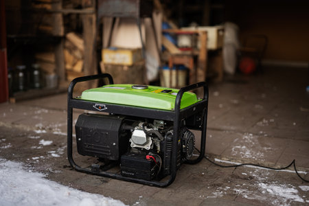 Gasoline portable generator. Mobile backup standby Generator.の写真素材