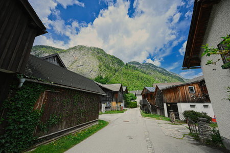 Old houses in Hallstatt, Austria.の写真素材