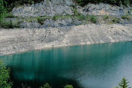 Lake at Vorderer Gosausee, Gosau, Upper Austria.の写真素材