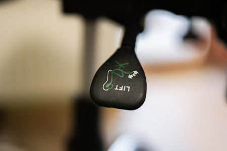Lift handle in office chair close up.の写真素材
