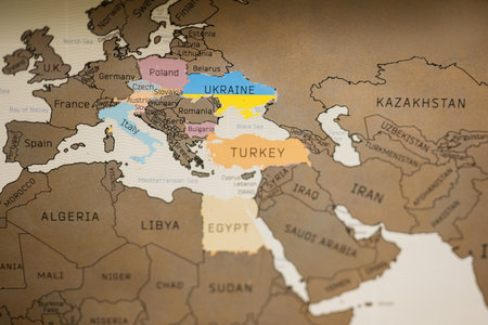 Travel scratch map, view of Europe.