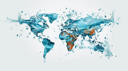 World map water background. Generative AI.の素材