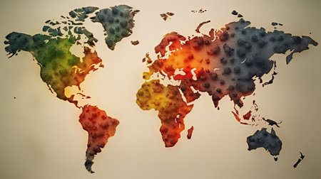 World map pollution background. Generative AI.の素材
