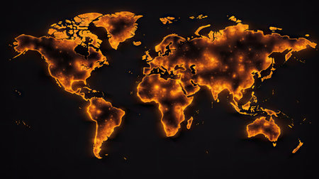 World map hell on Earth background. Generative AI.の素材