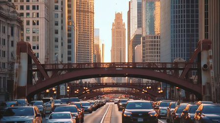 Traffic on the Chicago City, USA.の素材