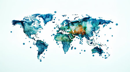 World map water background. Generative AI.の素材