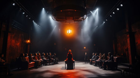 Actors and actresses play performance of the theater stage show.の素材