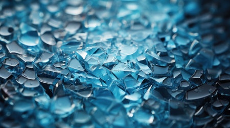 Broken glass close-up. Blue ice background.の素材