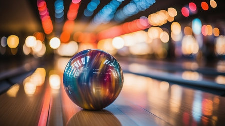 Bowling ball on the background line, bokeh.の素材