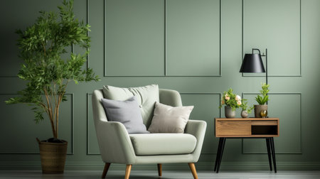 interior with armchair. 3d render illustration mock up.の素材