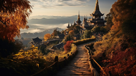 Beautiful landscape of Wat Phra That Doi Suthep in Chiang Mai, Thailandの素材