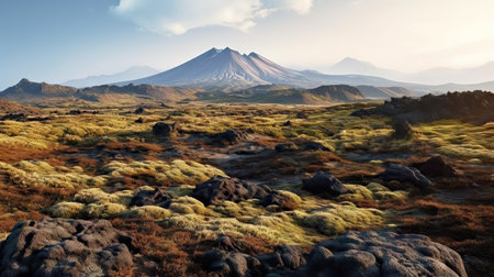 Volcanic landscape of Kamchatka Peninsula, Russia. Panoramaの素材