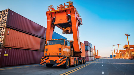 Container Cargo freight ship with working crane in shipyard for Logistic Import Export backgroundの素材