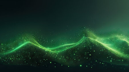 Abstract digital landscape with flowing particles. Big data visualization. Vector illustrationの素材
