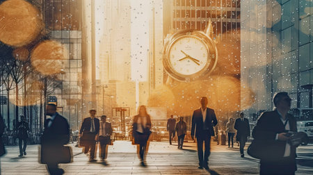 Business People Walking Commuter Cityscape Cityscape Concept. 3D Renderingの素材