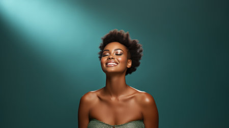 Beauty portrait of young african american woman with afro hairstyleの素材