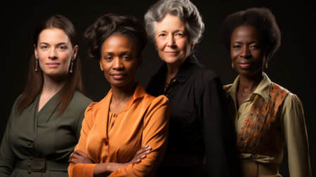 Group of diverse businesswomen posing in studio. Multiethnic women.の素材