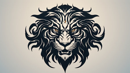 Lion head in the style of a tattoo. Vector illustration.の素材