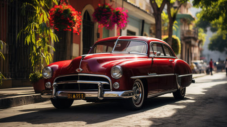 American classic car in Havana, Cuba.の素材