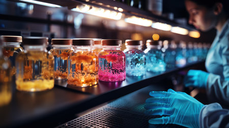 scientist working with test tubes in laboratory, science research and development conceptの素材