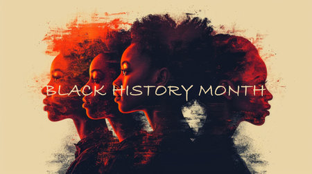 Silhouette of african women with the words Black History Month.の素材