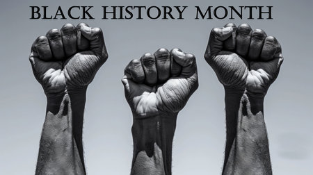 Black History Month. Hand clenched into fist.の素材