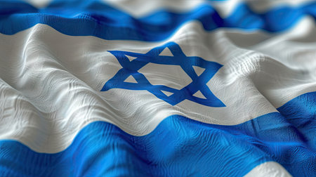 Israel flag waving in the wind. Israel national flag 3D illustration.の素材