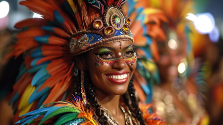 Group of people at the carnival parade in Tenerife (Canary Islands).の素材