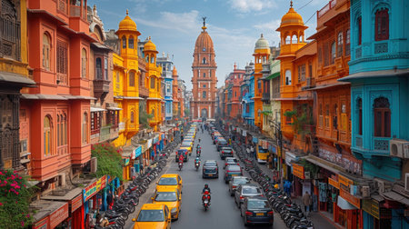 View of the street in Kolkata, India. Kolkata is the capital and largest city of the state of West Bengal.の素材