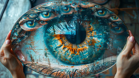 Close-up of human eye with blue iris. Conceptual imageの素材