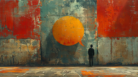 Silhouette of a businessman standing in front of the wall with the flag of Palauの素材