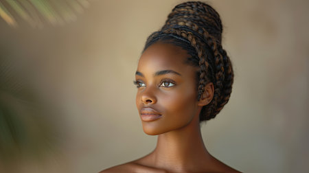 Portrait of a beautiful african american woman with braidsの素材