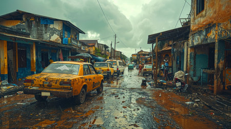 Street view in Benin, Africa.の素材