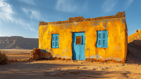 Colorful house in the middle of the Sahara desert in Morocco.の素材