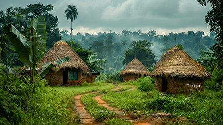 Village in the jungle of Borneo, Sabah, Malaysiaの素材