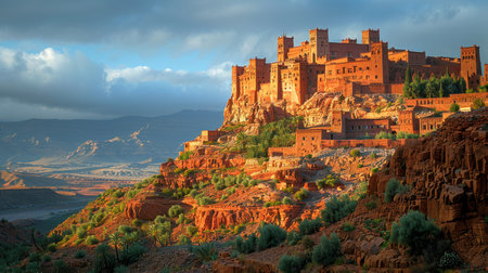 View of the fortified city of Ait Benhaddou, Moroccoの素材