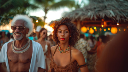 Friends and family enjoy dancing together at a lively outdoor party, capturing moments of joy, celebration, and togetherness.の素材
