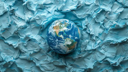 A conceptual image portraying Planet Earth resembling melting ice cream, symbolizing climate change impacts and global warming.の素材
