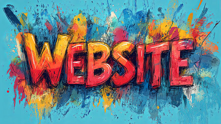 A vivid and dynamic design featuring the word 'website' with colorful splashes and artistic texture, conveying creativity and boldness.の素材