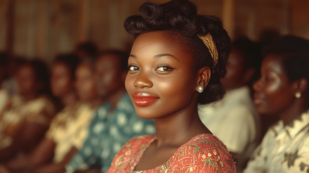 A beautiful woman in traditional attire enjoys a social event, radiating elegance and joy.の素材