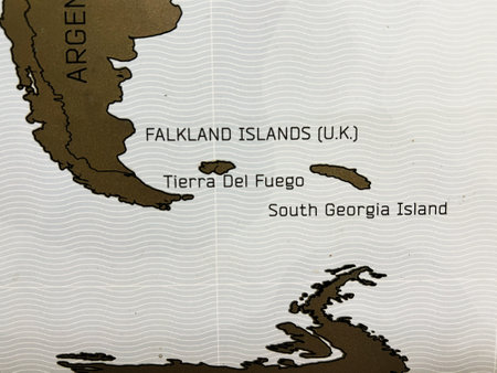Map portion identifying Tierra del Fuego, Falkland Islands, and South Georgia.