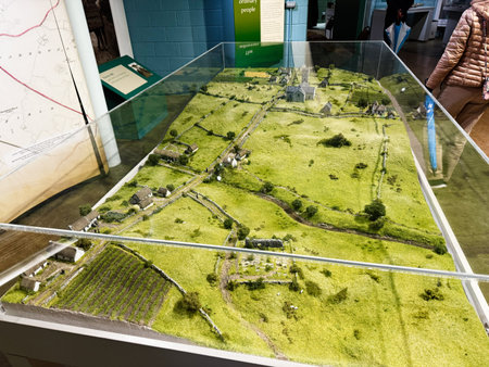 Knock, Ireland - October 22, 2025: Model village diorama on display in Knock, Ireland, showing green fields and rural countryside.のeditorial素材