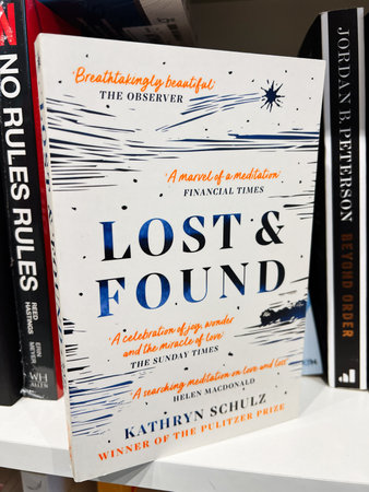 London, UK - December 12, 2025: A copy of Lost and Found sits on a shelf among books, inviting readers to explore. Kathryn Schulzのeditorial素材