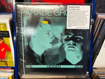 Manchester, UK - February 22, 2026: Parade Ground The Hidden Side vinyl displayed in a record store...