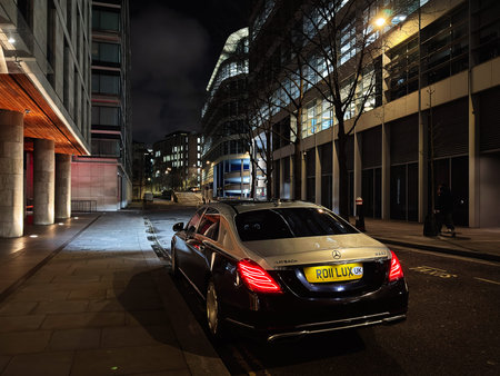 London, UK - February 02, 2026: Luxury Mercedes Maybach sedan parked on a quiet London street at...