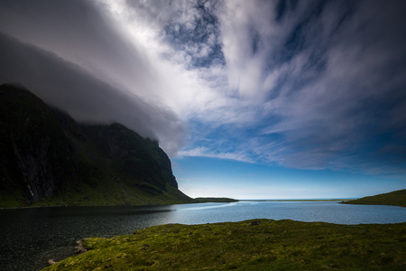 Beautiful landscape of Eggum area in Lofoten islands. Summertime in Norway.の写真素材