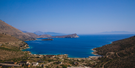 Albanian View, landscape of shoreline and Adriatic Sea. Fantastic summer holidays in southern Europe.の写真素材