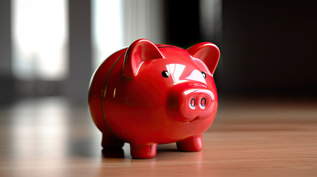 Red piggy bank. Generative AIの素材